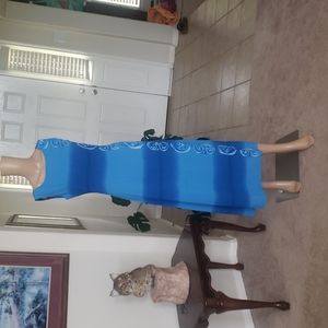 Babilong s gorgeous ocean hues wave symbols down left deep side slit